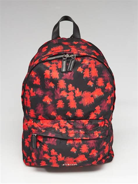 givenchy small floral-print nylon backpack black red|givenchy leather backpack.